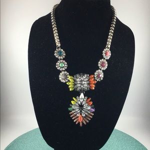 Vintage Multi-color Gemstone Necklace 925 Sterling